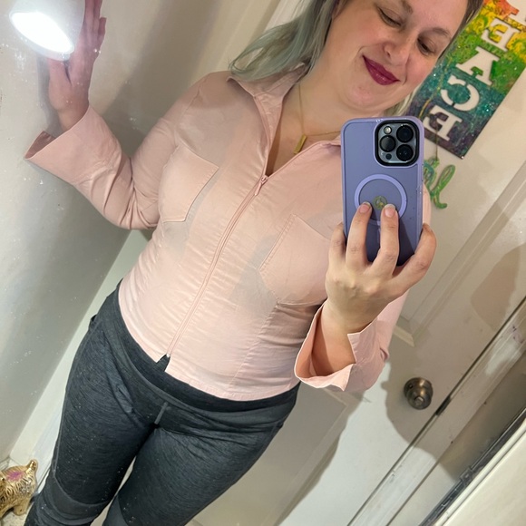 BIBA LIGHT PINK TOP ZIP UP FRONT VGUC SUPER CUTE M MEDIUM 38 ADORABLE - Picture 3 of 14